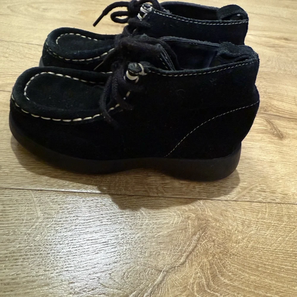 Gymboree black suede contrast stitch ankle boots 8 toddler